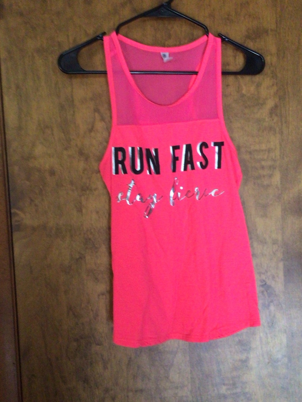 Ideology Neon Pink 'Run Fast' Mesh Yoke Tank